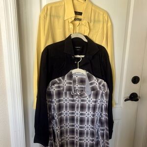 Bugatchi Uomo set of 3  patterned button down  cuff shirts size large